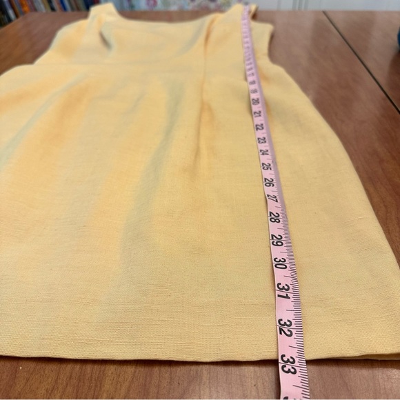 Tempo Paris Vintage Linen Butter Yellow Sleeveless Sheath Dress Sz 4 - Picture 4 of 6